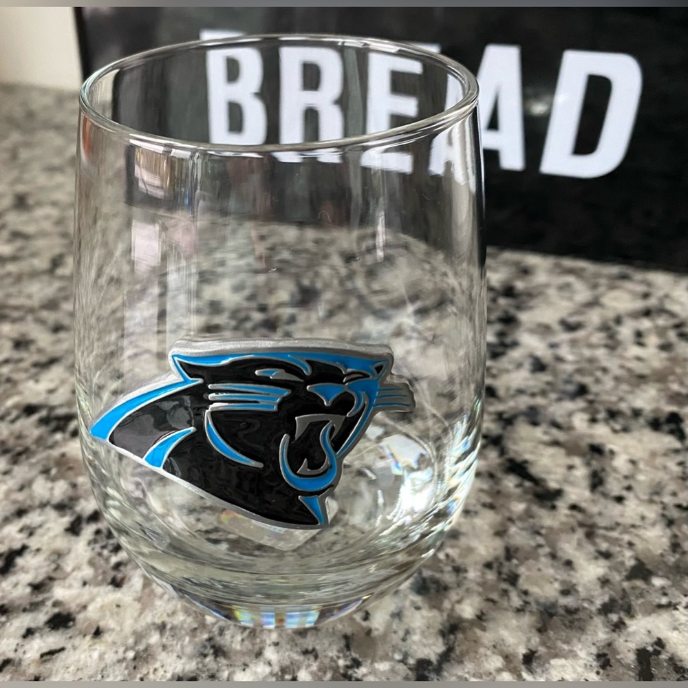 •NEW•RARE Great American Products 2014 NFL Carolina Panthers Stemless Wine Glass